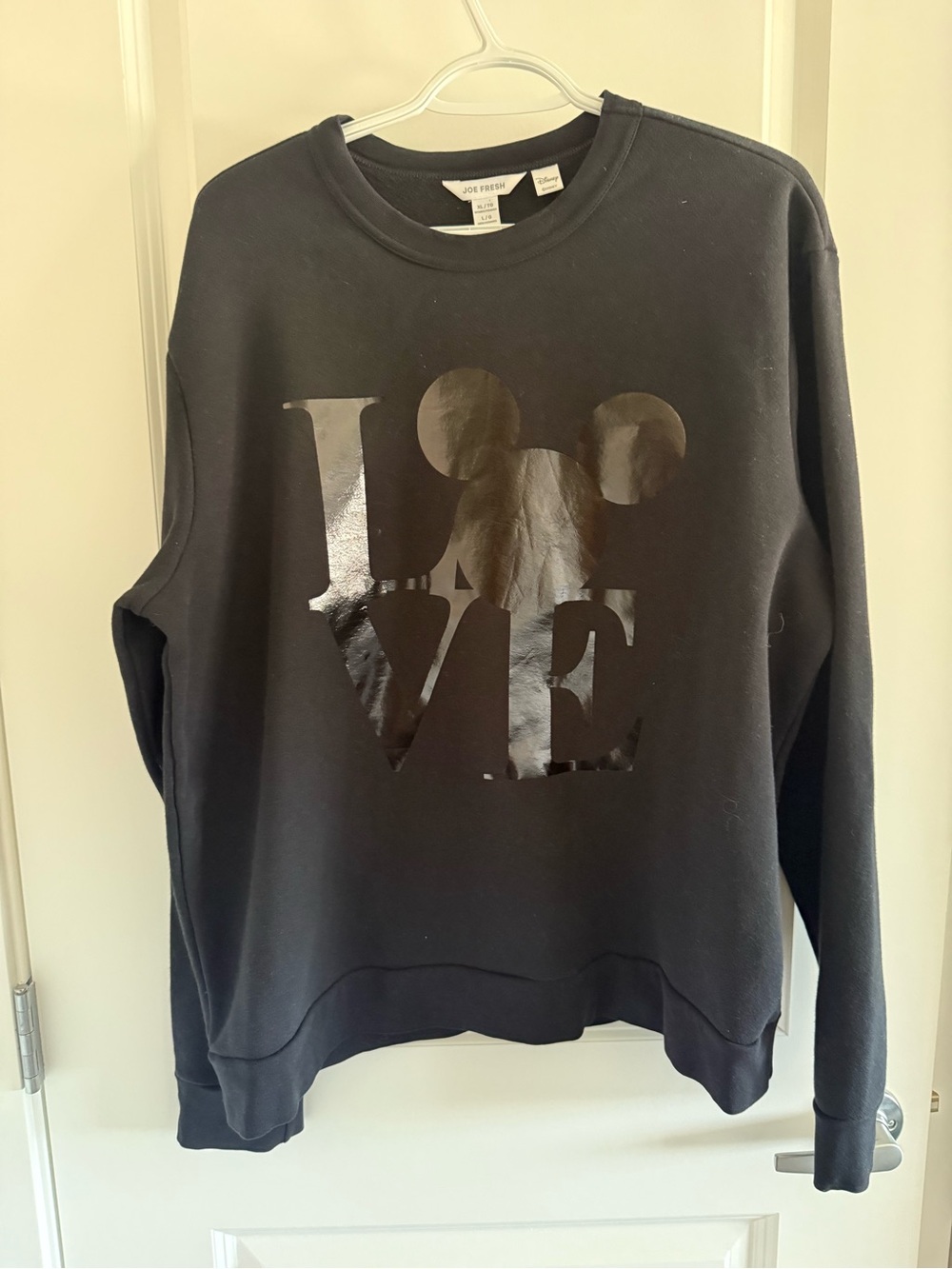 Joe Fresh Disney Collection Black Crewneck Sweatshirt with Glossy LOVE Graphic